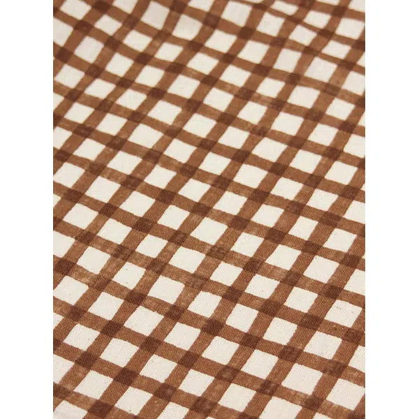Japanese Linen Look Cotton Fabric – Freehand Check Sienna – view 4 | Truro Fabrics