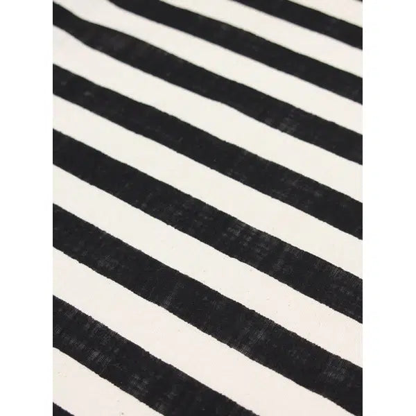 Japanese Linen Look Cotton Fabric – Freehand Stripe Black – view 2 | Truro Fabrics