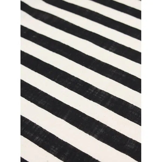Japanese Linen Look Cotton Fabric – Freehand Stripe Black – view 2 | Truro Fabrics