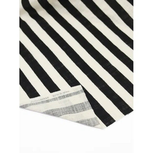 Japanese Linen Look Cotton Fabric – Freehand Stripe Black | Truro Fabrics