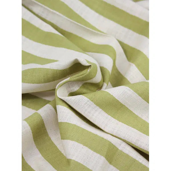 Japanese Linen Look Cotton Fabric – Freehand Stripe Lemongrass – view 3 | Truro Fabrics