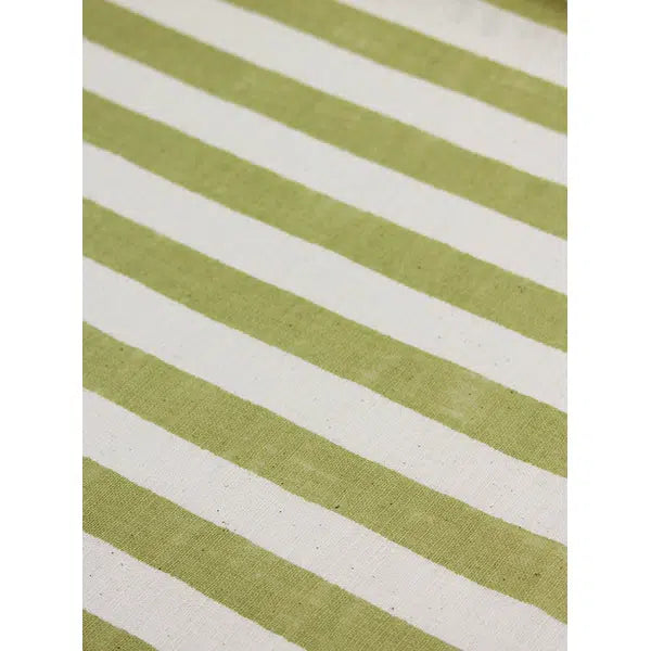 Japanese Linen Look Cotton Fabric – Freehand Stripe Lemongrass – view 4 | Truro Fabrics