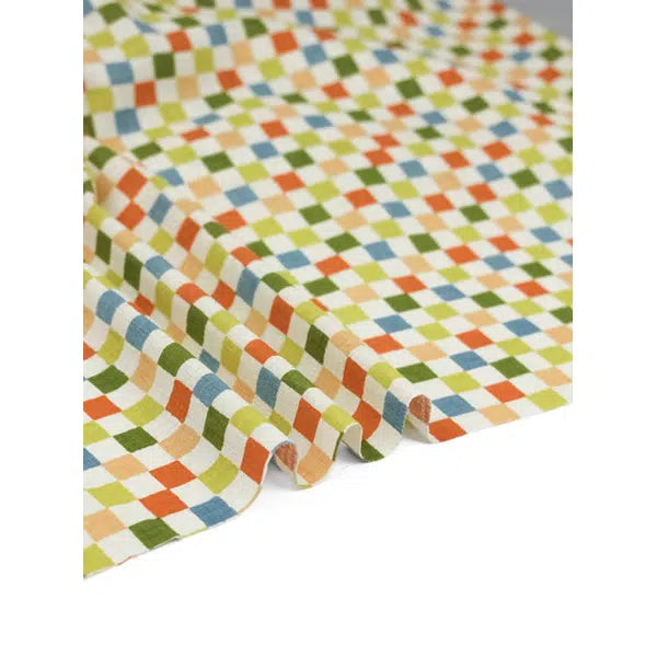 Japanese Linen Look Cotton Fabric – Island Checkers – view 2 | Truro Fabrics