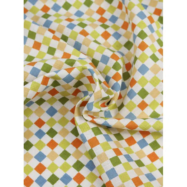 Japanese Linen Look Cotton Fabric – Island Checkers – view 3 | Truro Fabrics