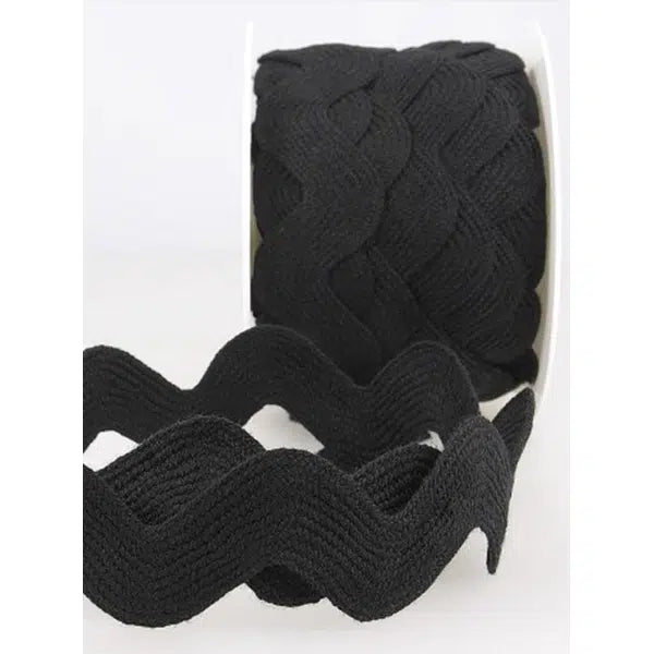 Jumbo Cotton Ric Rac Trim - 12.5mm - Black | Truro Fabrics