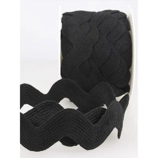 Jumbo Cotton Ric Rac Trim - 12.5mm - Black | Truro Fabrics