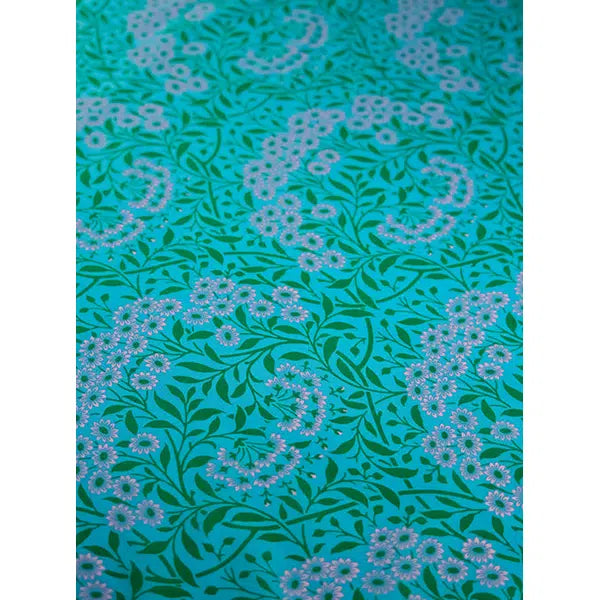 Kaffe Fassett x William Morris Cotton Lawn Fabric - Michaelmas Daisy Aqua – view 3 | Truro Fabrics