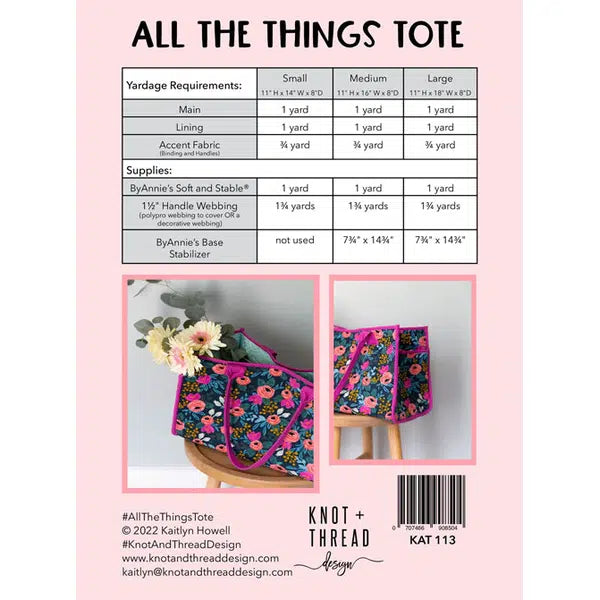 Knot and Thread - Paper Sewing Pattern - All The Things Tote – view 6 | Truro Fabrics
