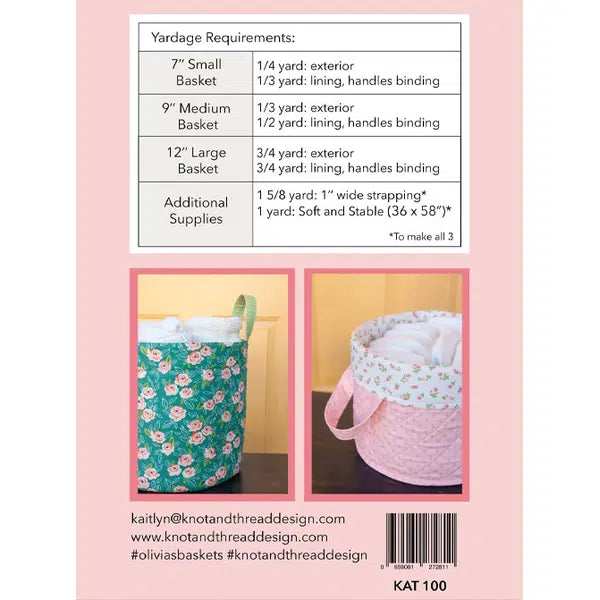 Knot and Thread - Paper Sewing Pattern - Olivia’s Baskets – view 2 | Truro Fabrics
