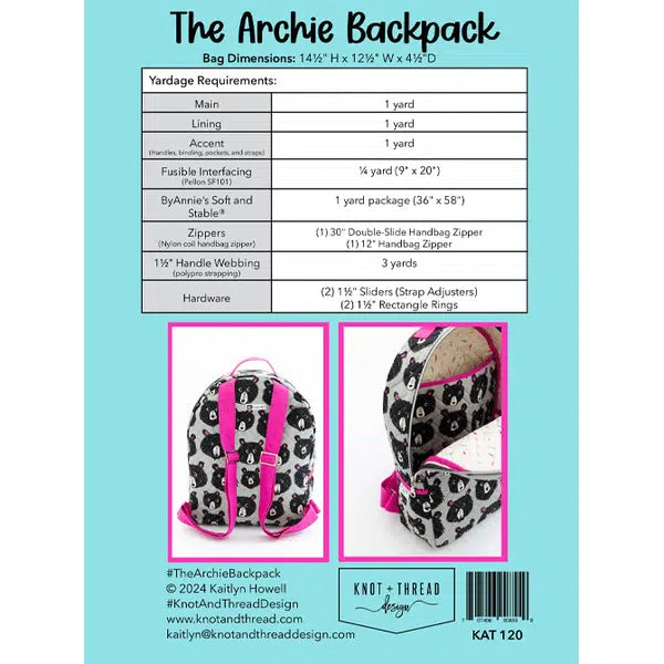 Knot and Thread - Paper Sewing Pattern - The Archie Backpack – view 6 | Truro Fabrics