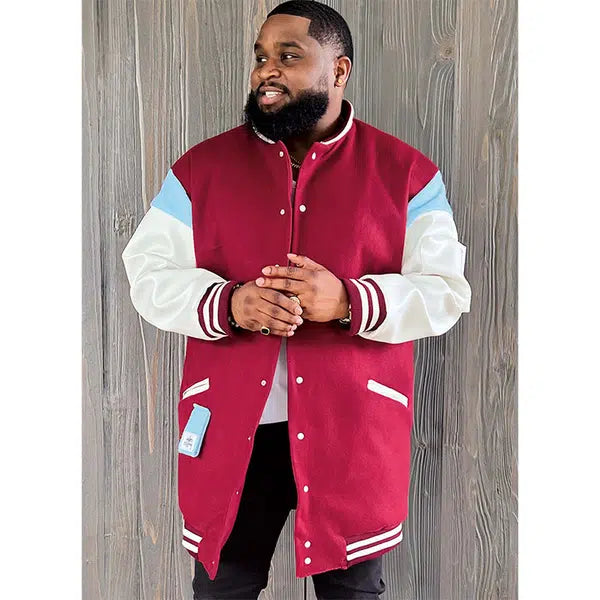 KnowMe by Mimi G Sewing Pattern - ME2011 - Men's Varsity Bomber Jacket by Sins of Many-44-46-48-50-52 – view 2 | Truro Fabrics