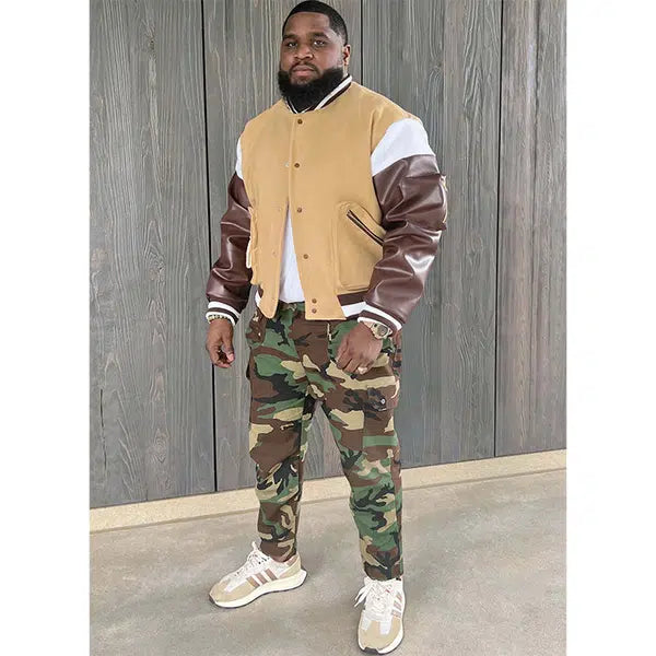 KnowMe by Mimi G Sewing Pattern - ME2011 - Men's Varsity Bomber Jacket by Sins of Many-44-46-48-50-52 – view 3 | Truro Fabrics