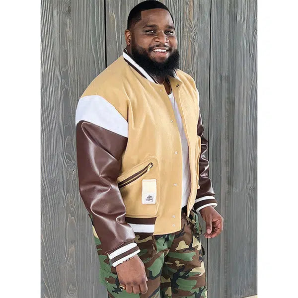KnowMe by Mimi G Sewing Pattern - ME2011 - Men's Varsity Bomber Jacket by Sins of Many-44-46-48-50-52 – view 4 | Truro Fabrics
