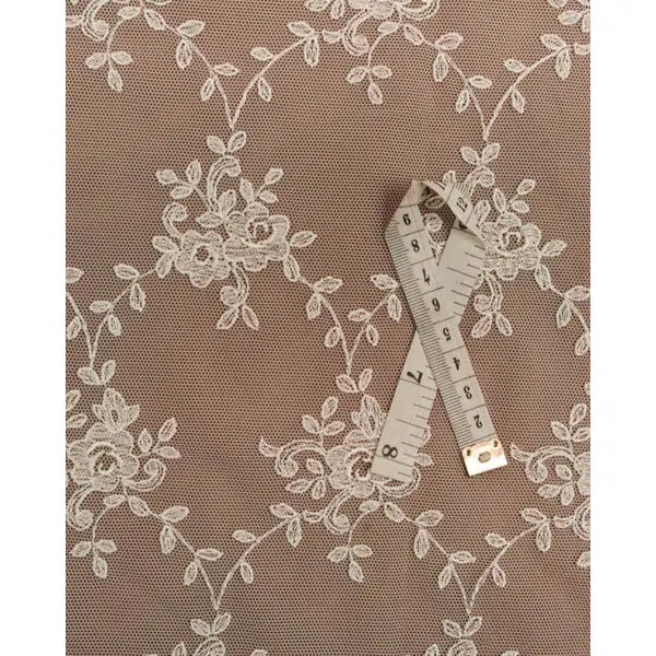 Lace Tulle Fabric - Dainty Floral Ivory – view 3 | Truro Fabrics