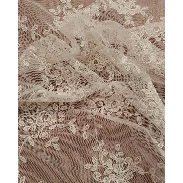 Lace Tulle Fabric - Dainty Floral Ivory – view 4 | Truro Fabrics
