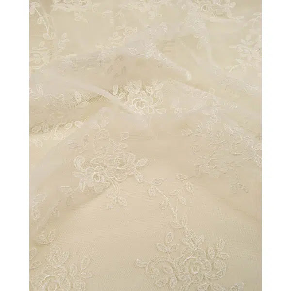 Lace Tulle Fabric - Dainty Floral Ivory – view 6 | Truro Fabrics