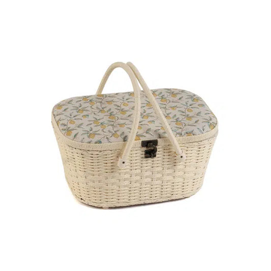 Large Wicker Sewing Box – William Morris Lemons Print | Truro Fabrics