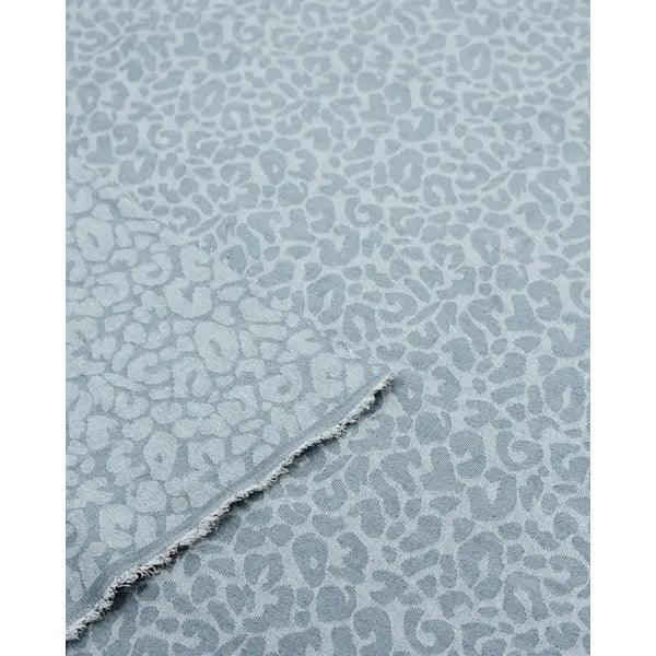 10.5oz Leopard Jacquard Denim – Pale Blue – Truro Fabrics