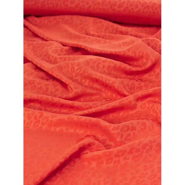 Leopard Jacquard Satin Fabric - Habanero – view 3 | Truro Fabrics
