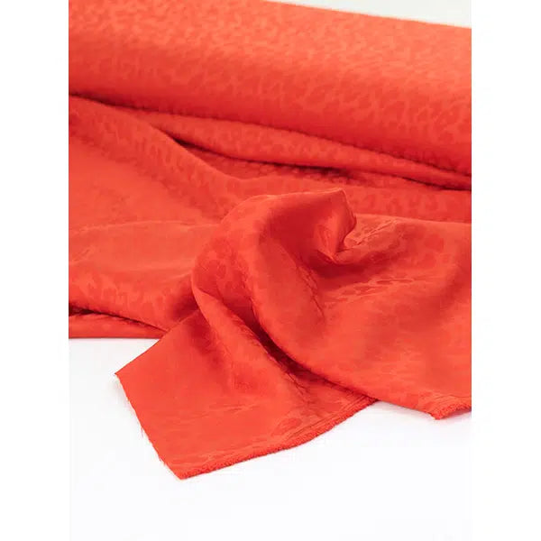 Leopard Jacquard Satin Fabric - Habanero – view 4 | Truro Fabrics