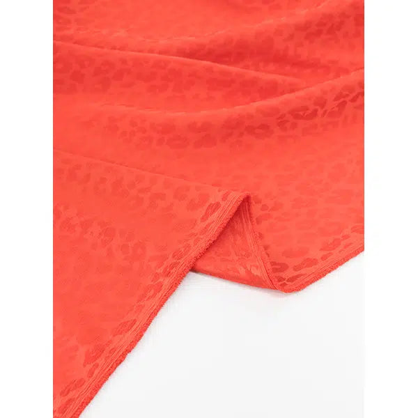 Leopard Jacquard Satin Fabric - Habanero – view 5 | Truro Fabrics