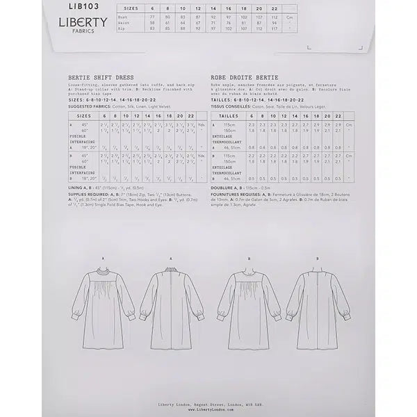 Liberty - Paper Sewing Pattern - Bertie Shift Dress – view 4 | Truro Fabrics