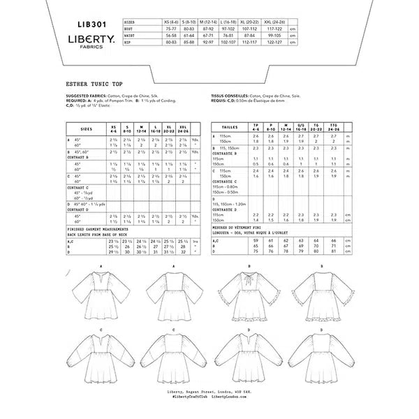 Liberty - Paper Sewing Pattern - Esther Tunic Top – view 3 | Truro Fabrics