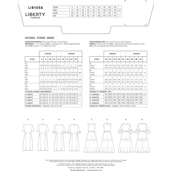 Liberty - Paper Sewing Pattern - Natasha Tiered Dress – view 3 | Truro Fabrics
