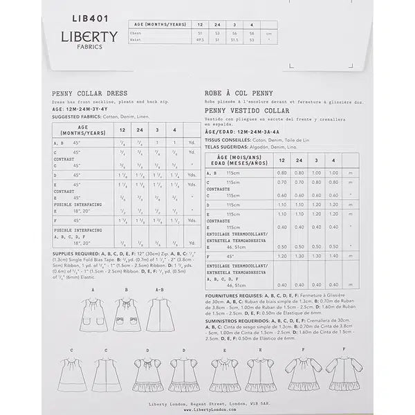Liberty - Paper Sewing Pattern - Penny Collar Dress – view 3 | Truro Fabrics