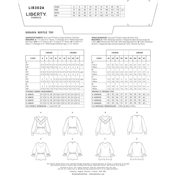 Liberty - Paper Sewing Pattern - Rosanna Ruffle Top – view 3 | Truro Fabrics
