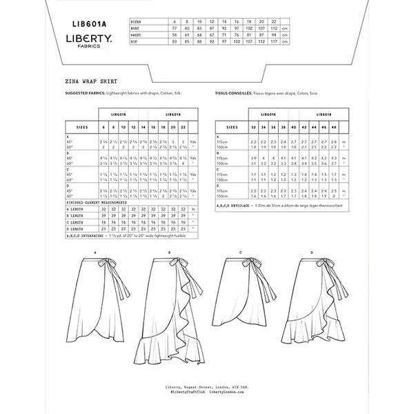 Liberty - Paper Sewing Pattern - Zina Wrap Skirt – view 3 | Truro Fabrics