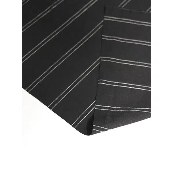 Linen Blend Fabric - Twin Chalk Stripe Black – view 2 | Truro Fabrics