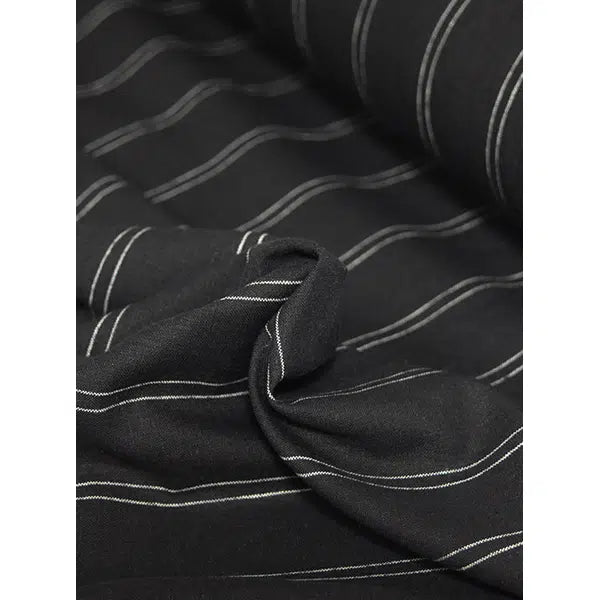 Linen Blend Fabric - Twin Chalk Stripe Black – view 4 | Truro Fabrics