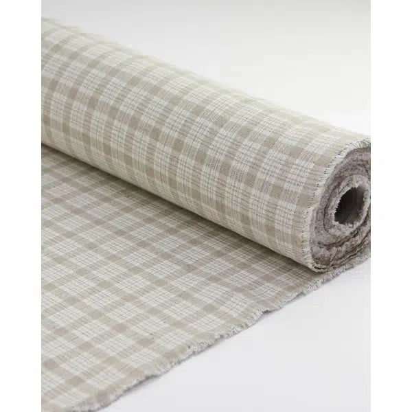 Linen & Cotton Blend Fabric - Natural Plaid – view 3 | Truro Fabrics