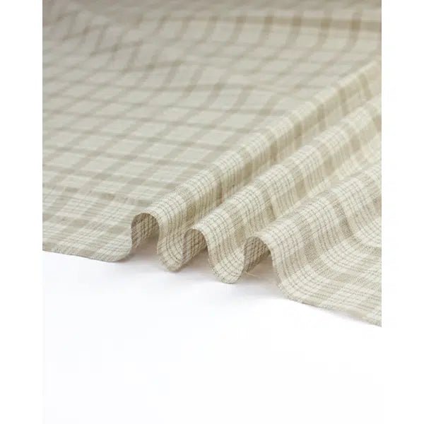 Linen & Cotton Blend Fabric - Natural Plaid – view 4 | Truro Fabrics