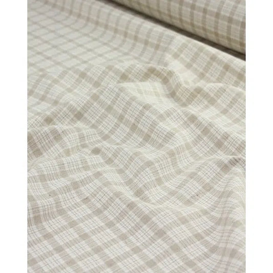 Linen & Cotton Blend Fabric - Natural Plaid | Truro Fabrics