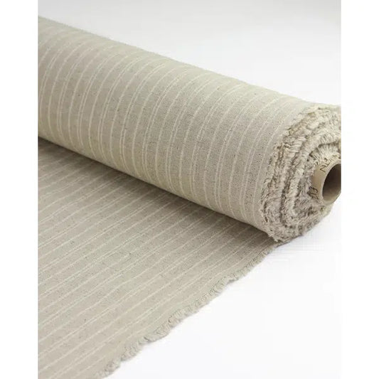Linen & Cotton Blend Fabric - Natural Stripe – view 2 | Truro Fabrics