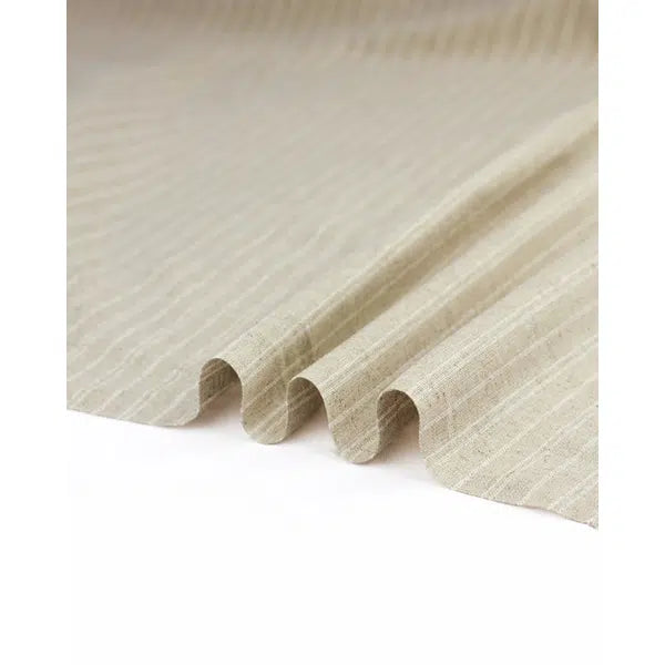 Linen & Cotton Blend Fabric - Natural Stripe – view 3 | Truro Fabrics
