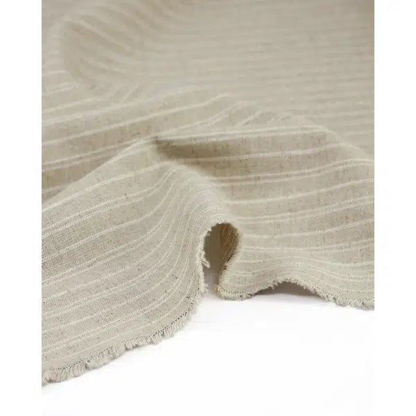 Linen & Cotton Blend Fabric - Natural Stripe – view 4 | Truro Fabrics