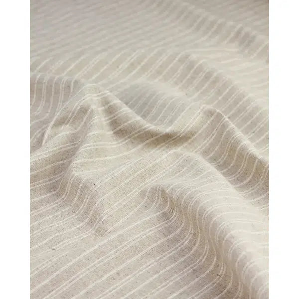 Linen & Cotton Blend Fabric - Natural Stripe | Truro Fabrics