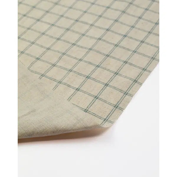 Linen & Cotton Blend Fabric - Windowpane Plaid Blue – view 2 | Truro Fabrics