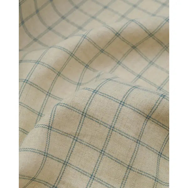 Linen & Cotton Blend Fabric - Windowpane Plaid Blue | Truro Fabrics
