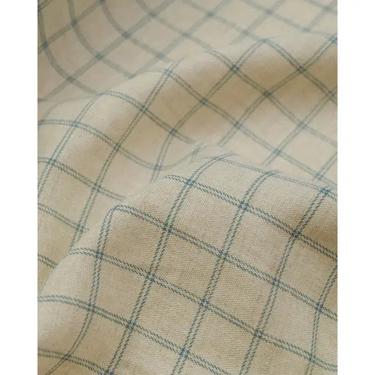 Linen & Cotton Blend Fabric - Windowpane Plaid Blue | Truro Fabrics