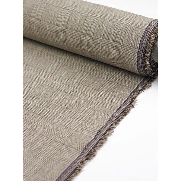 Linen Viscose Fabric - Driftwood Check – view 2 | Truro Fabrics