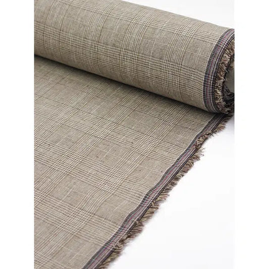 Linen Viscose Fabric - Driftwood Check – view 2 | Truro Fabrics