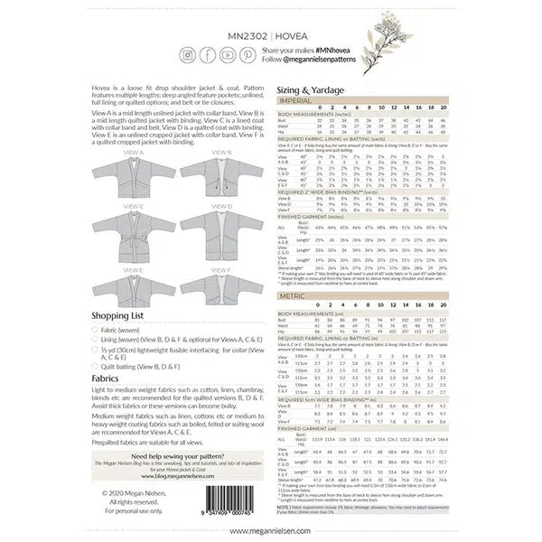 Megan Nielsen - Paper Sewing Pattern - Hovea Jacket & Coat