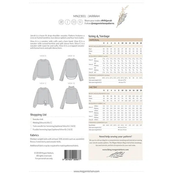 Megan Nielsen - Paper Sewing Pattern - Jarrah Sweater Set – view 3 | Truro Fabrics