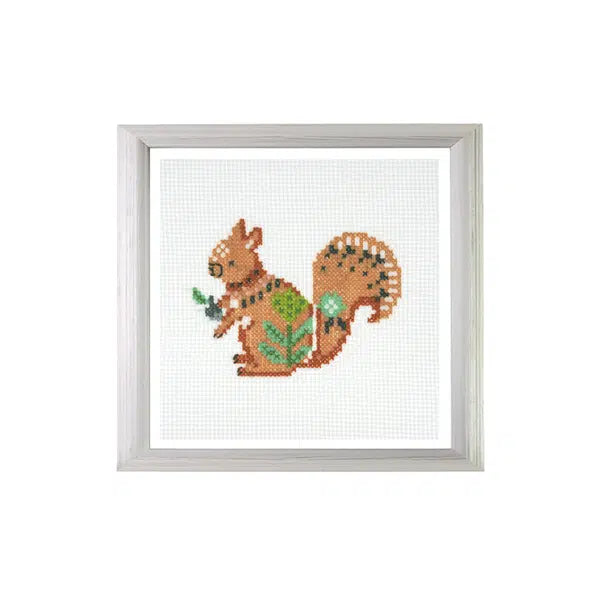Mini Counted Cross Stitch Kit - Woodland Squirrel | Truro Fabrics