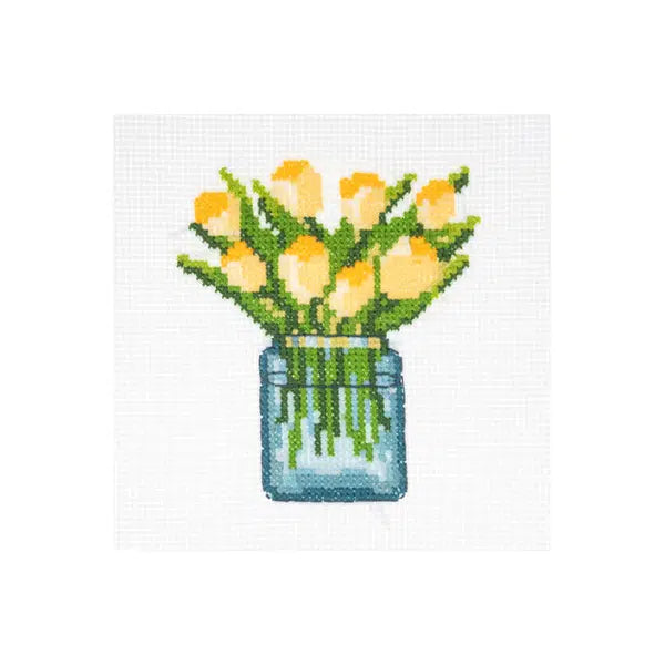 Mini Counted Cross Stitch Kit - Yellow Tulips – view 3 | Truro Fabrics
