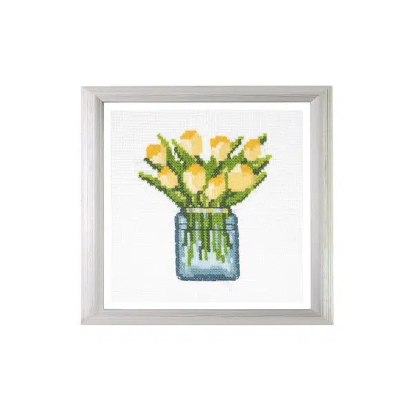 Mini Counted Cross Stitch Kit - Yellow Tulips | Truro Fabrics